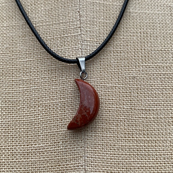 Handmade Genuine Stone Mini Moon Amulet Necklace - Picture 3 of 11